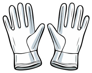 Fototapeta premium Pair of cartoon style disposable gloves isolated on white background