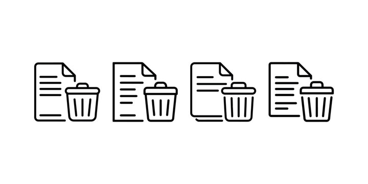 Delete file trash can icon representing document removal and data deletion and paperwork disposal