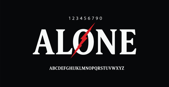 A bold and striking typographic design featuring the word ALONE with a red lightning bolt