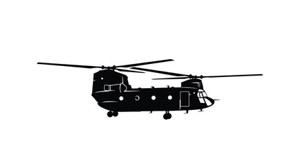 Black ch 47 chinook helicopter side view a striking dark silhouette © Rita