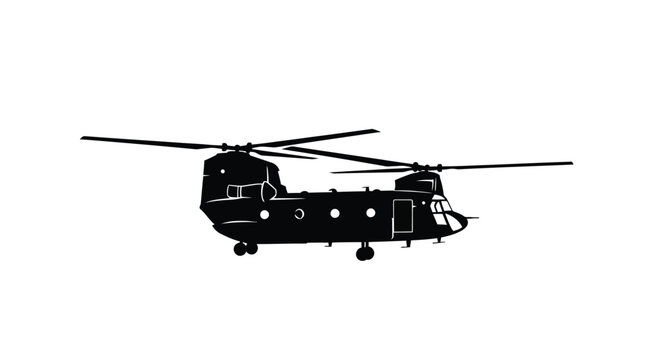 Black ch 47 chinook helicopter side view a striking dark silhouette