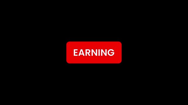 Click on earning button with computer mouse animation isolated on black background