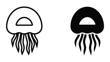 Contrasting depictions of a jellyfish in monochrome and filled styles. © Sahidul Stock