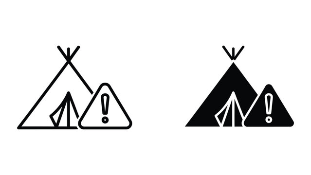 Comparison of traditional and modern warning symbols with teepee icons