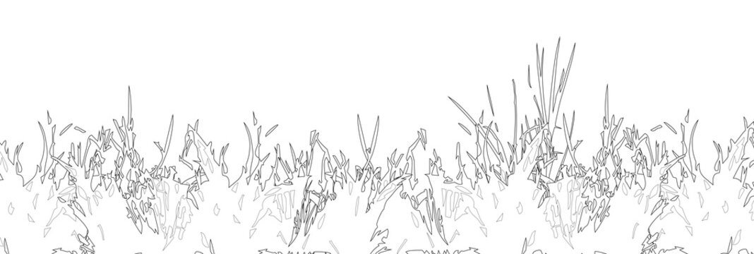 2D grass border isolated on transparent background