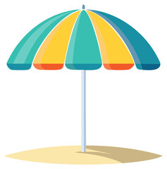 Obraz premium Colorful Beach Umbrella on Sand Coastal Summer Vacation Illustration