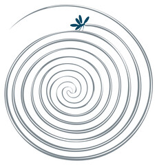 Fototapeta premium Minimalist dragonfly illustration following a hand drawn spiral path