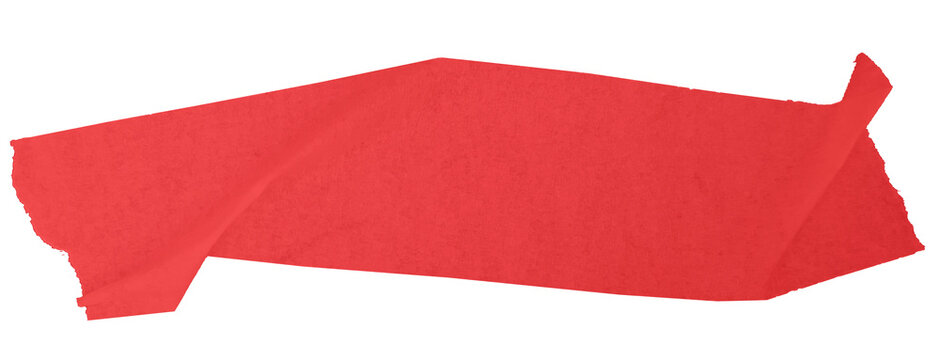 Red sticky masking tape strip for scrapbook caption bar with ripped edges isolated png transparent background
