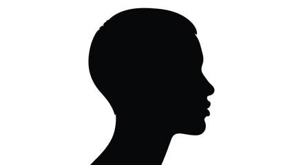 Obraz premium A stark silhouette of a human head and neck is presented in a minimalist black design