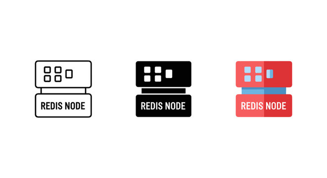Redis Node icons in black, white, and red