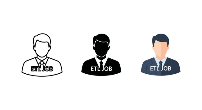 ETL job career icons, business professionals, employment