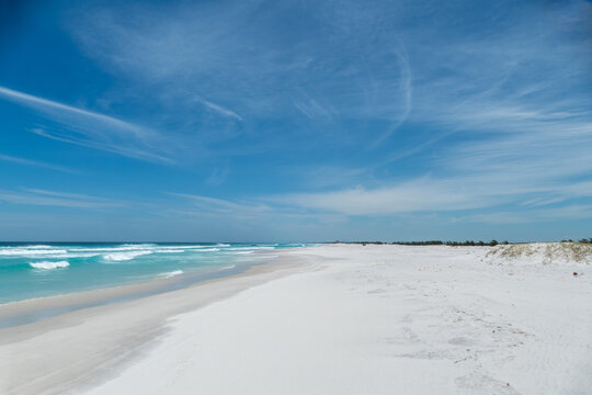beautiful fine white sandy beach at Praia das Dunas in Cabo Frio