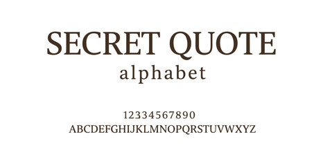 Obraz premium A typographic design featuring a secret quote alphabet with numbers and letters on a white background