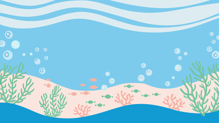 Fototapeta premium Underwater scene with waves and marine plant life near the shore