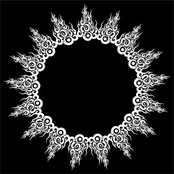 Intricate Flame Mandala Circular Ornament Detailed Vector Design