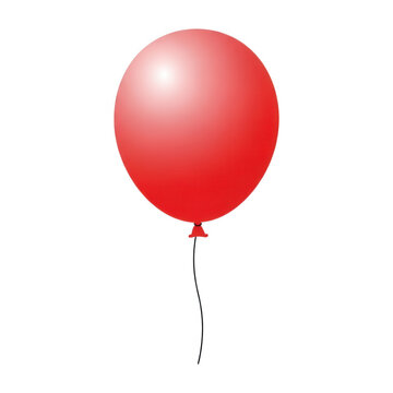 A red balloon with a string isolated on transparent background
