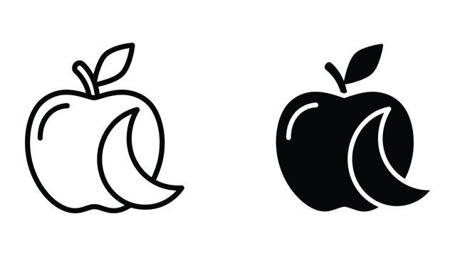 Contrasting apple logo designs in outline and filled styles