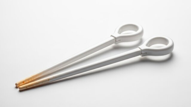 White plastic tongs on white background