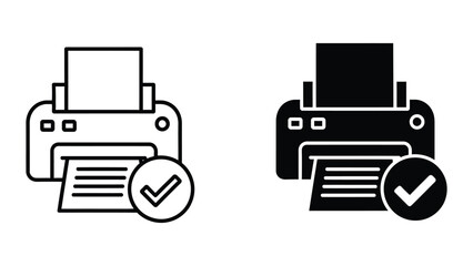 Two printer icons with document output confirmation marks © Jahidul