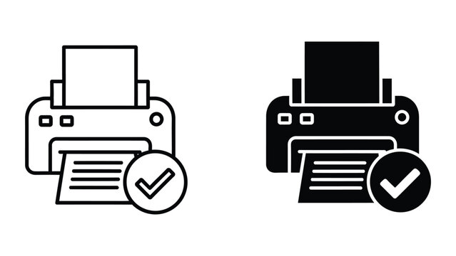 Two printer icons with document output confirmation marks