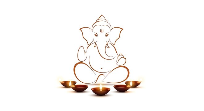 Ganesh Chaturthi celebration with beautifully crafted Ganesha idol adorned with flowers and ornaments, vibrant colors and traditional decor, soft glowing lights, photorealistic detail, isolated pure w