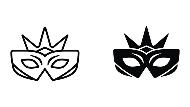 Contrasting designs of a mask with crowns symbolizing duality or opposing forces