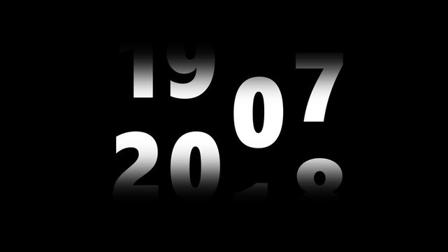 Analog counter counting up from 1960 to 2034 background. Time-lapse speed. Happy new year eve number counter. 4K footage motion graphic video rendering. animation alpha channel