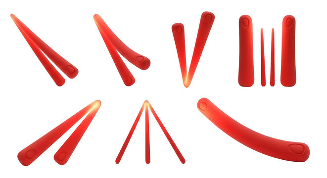 collection of stylized red objects arranged on a white backdrop potential product design use