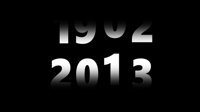 Analog counter counting up from 1960 to 2043 background. Time-lapse speed. Happy new year eve number counter. 4K footage motion graphic video rendering. animation alpha channel