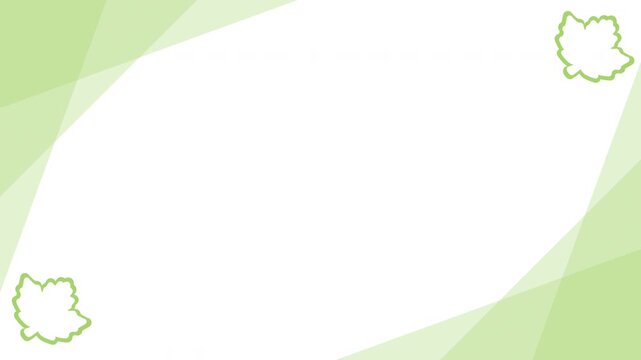 カエデとシンプルなビジネスコーナーフレーム 若葉色 パターン05 背景 白 ループ