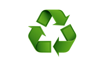 Obraz premium Green Recycle Symbol Icon on White Background, Cartoon Style Environmental Concept