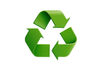 Fototapeta premium Green Recycle Symbol Icon on White Background, Cartoon Style Environmental Concept