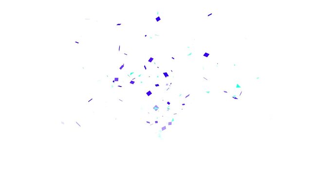 Scattered colorful triangles floating against on white background.