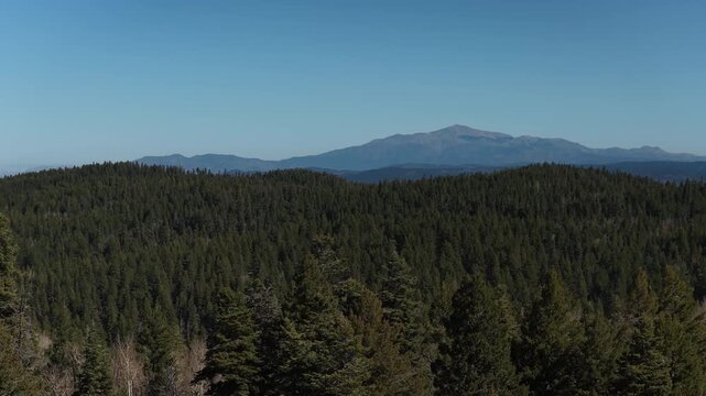 Aerial of Sacramento Mountains in Cloudcroft New Mexico in springtime