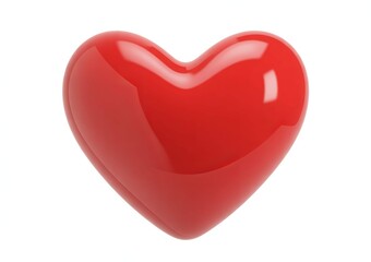 Fototapeta premium Glossy Red Heart Shape Isolated on White Background