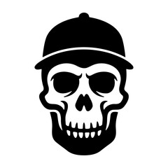 Obraz premium Skull with baseball cap vector graphic for halloween designs and scary themed illustrations and art