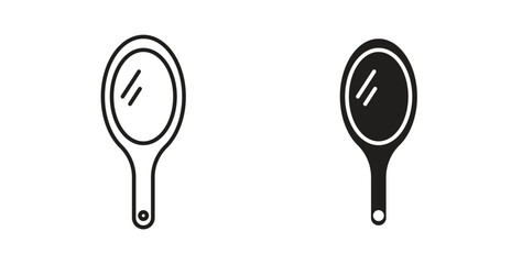 Fototapeta premium Makeup mirror icon in black color. Vector icons on white background