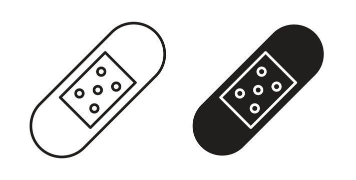 Medical patch icon in black color. Vector icons on white background