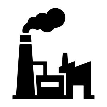 Illustration of factory pollution industrial plant with smoke stack environmental hazard emissions