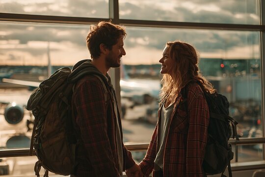 Missionary Couple Standing at Airport Ready to Depart