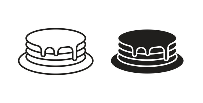 pancakes icon in black color. Vector icons on white background