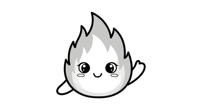 Cute Cartoon Flame Character with Big Eyes and a Smile.