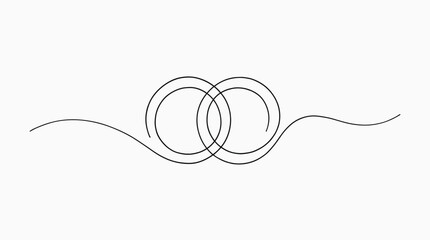 Fototapeta premium Intertwined rings abstract line art symbolizing connection unity and partnership minimal design on white background