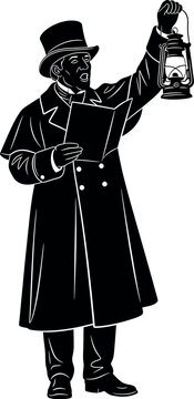 Vintage illustration of a lamplighter a nostalgic glimpse into historical street lighting practices