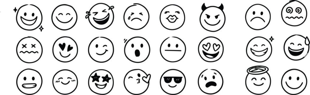 seamless smile , face imoji set, icon face