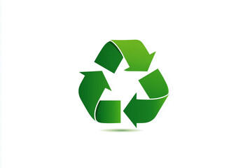 Obraz premium Green Recycle Symbol Icon on White Background, Cartoon Style Environmental Concept