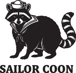 Obraz premium raccoon dressed as sailor standing on white background