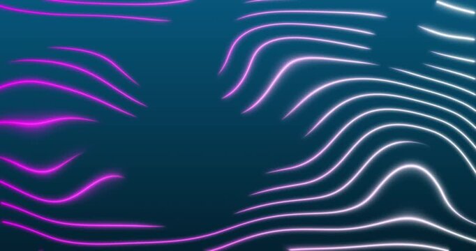 The abstract wavy background fluctuates smoothly, creating the effect of continuous harmonious movement. The rhythmic deformation of the lines mimics the fluidity of digital energy and forms a living,