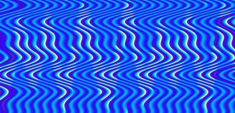 A vibrant digital background featuring repeating vertical wave patterns in shades of blue and cyan