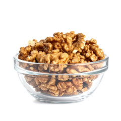 Obraz premium Fresh Shelled Walnuts in Glass Bowl – Healthy Snack & Cooking Ingredient